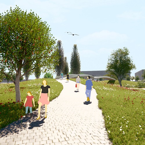 Illustratie nieuwe route over de Nijmeegseweg heen