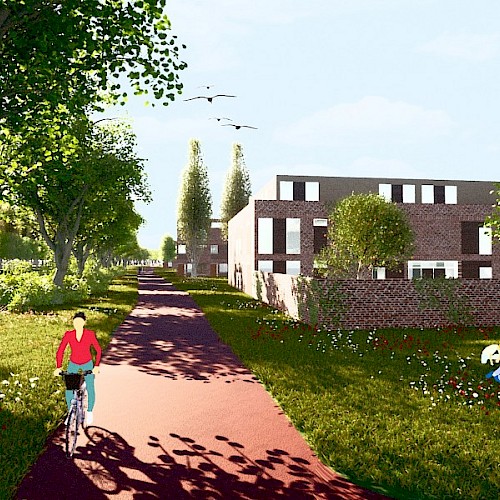 Illustratie hoven en pocketparks aan de 'tuinstad-allee'